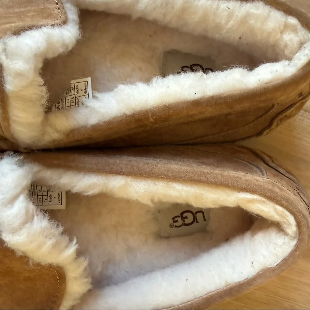 Ugg Ascot Chestnut Suede Men Winter Slippers With Shearling Lining Size 12 NWT